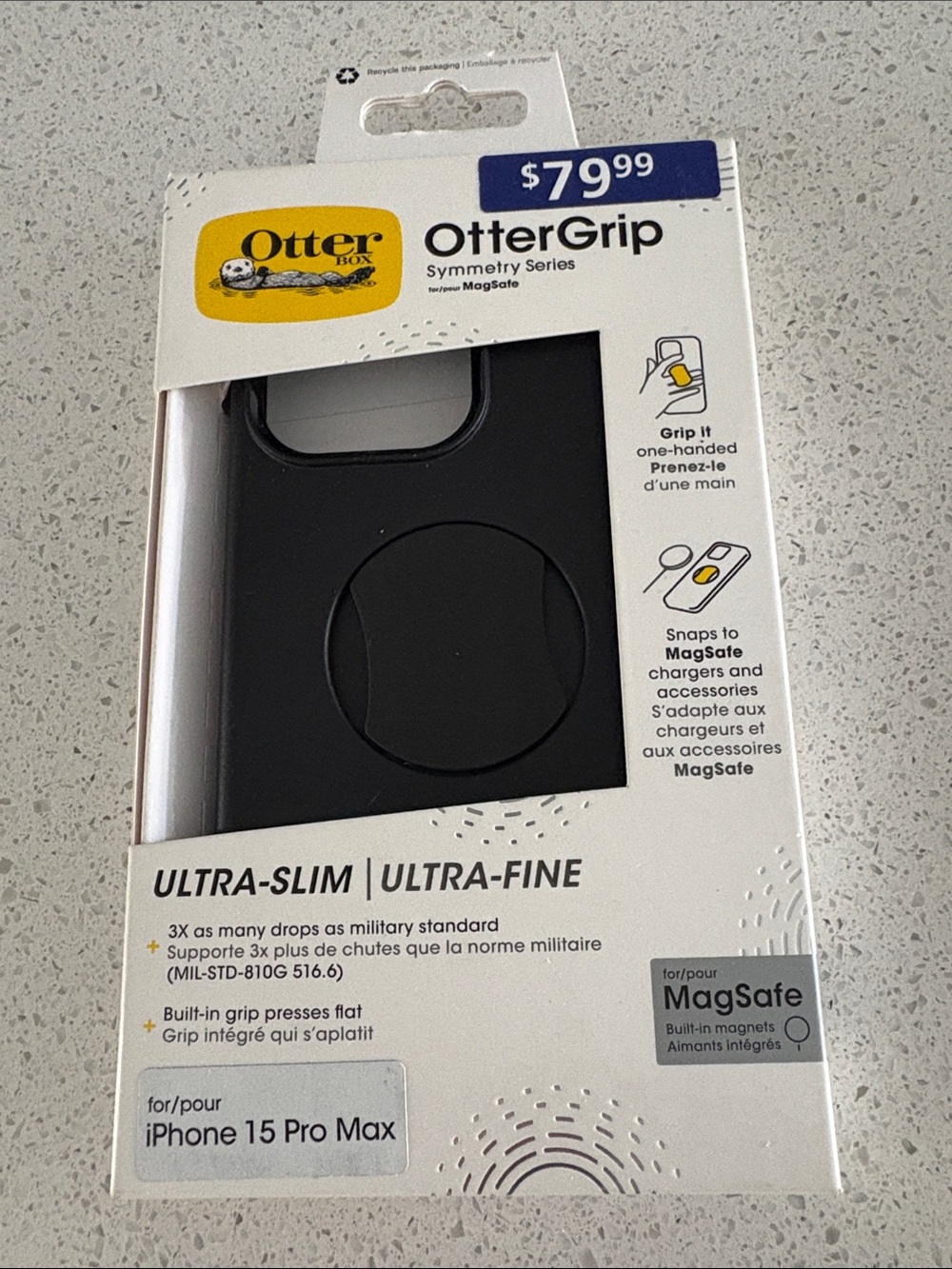 OtterBox OtterGrip MagSafe Case for iPhone 15 Pro Max - Black
